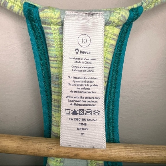 Lululemon Ivivva Green Tank Top Size 10 - Picture 4 of 11